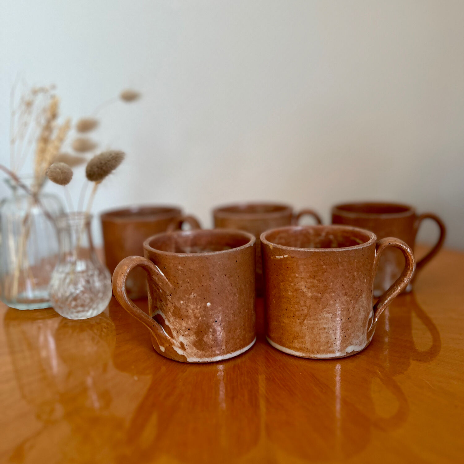Lot de 5 tasses à café en grès vintage