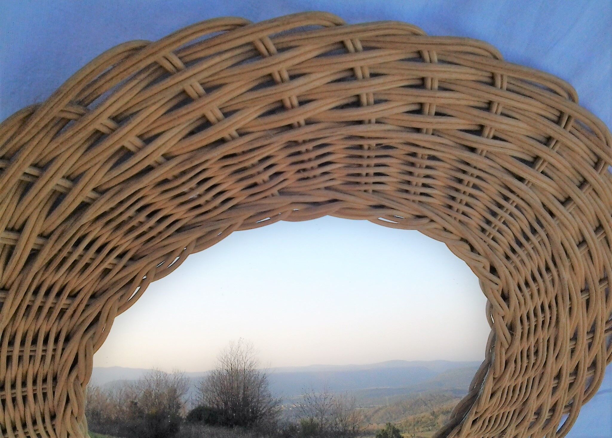 Vintage wicker sun mirror 37x37cm