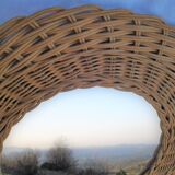 Vintage wicker sun mirror 37x37cm