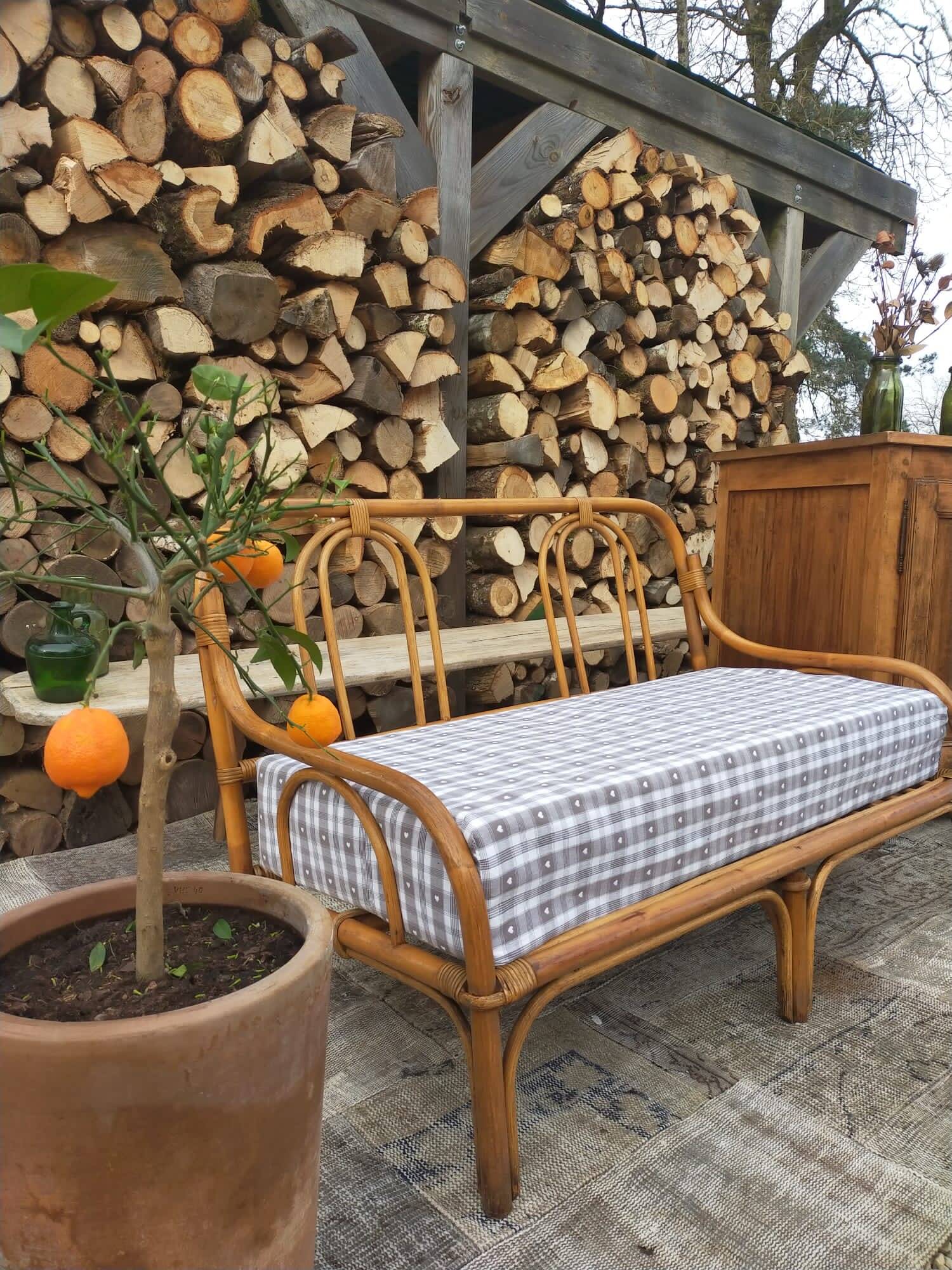 Vintage wicker bench