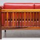 Johannes Andersen modern mid-century Danish canapé in rosewood and burgundy leather