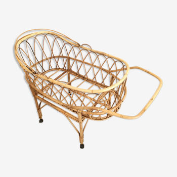 Vintage rattan cradle