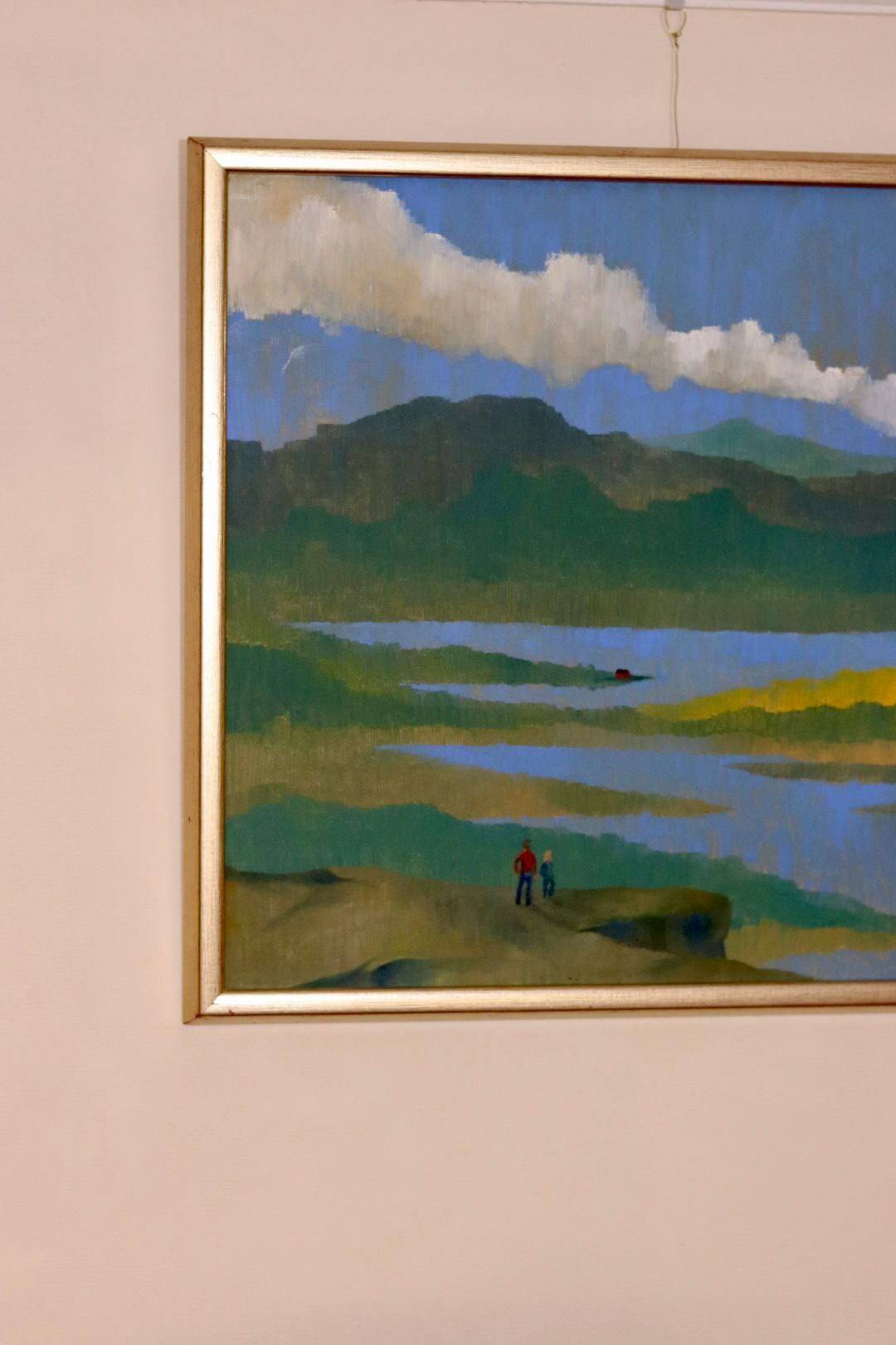 Original Swedish Mid Century Oil on Canvas "Katrineholm"- Vintage & Framed