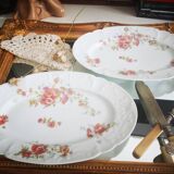 Gravy boat +2 Porcelain Raviers Limoges Lafarge / Floral Country Decor