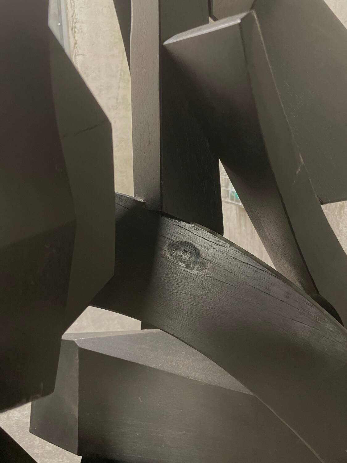 Large abstract sculpture in painted wood