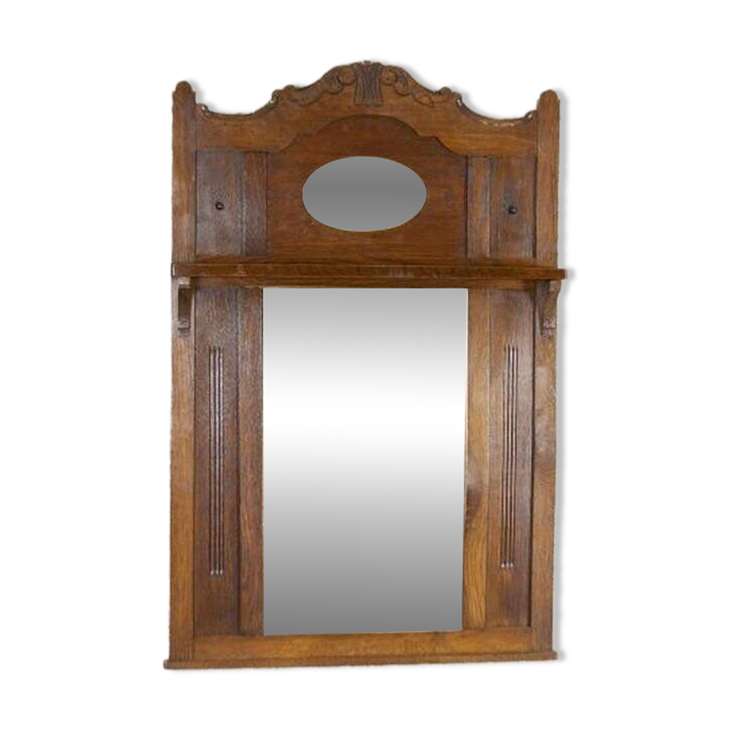 Art Nouveau Wall Mirror with Oak Frame, 1920s