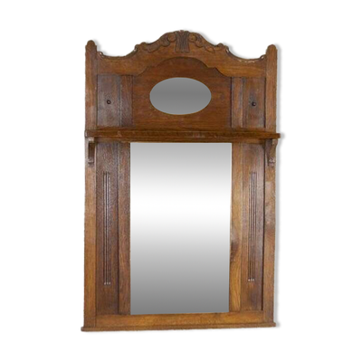 Miroir mural Art Nouveau avec cadre en chêne, années 1920