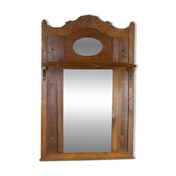 Miroir mural Art Nouveau avec cadre en chêne, années 1920