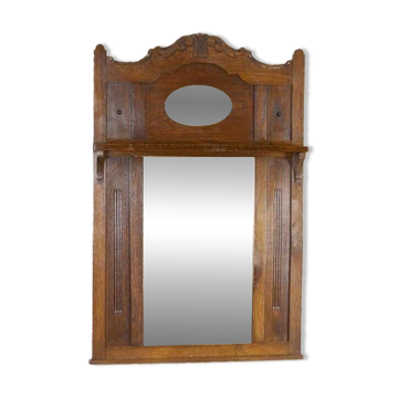 Art Nouveau Wall Mirror with Oak Frame, 1920s