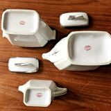 Art deco coffee service white porcelain of limoges liseré silver signed p.f.