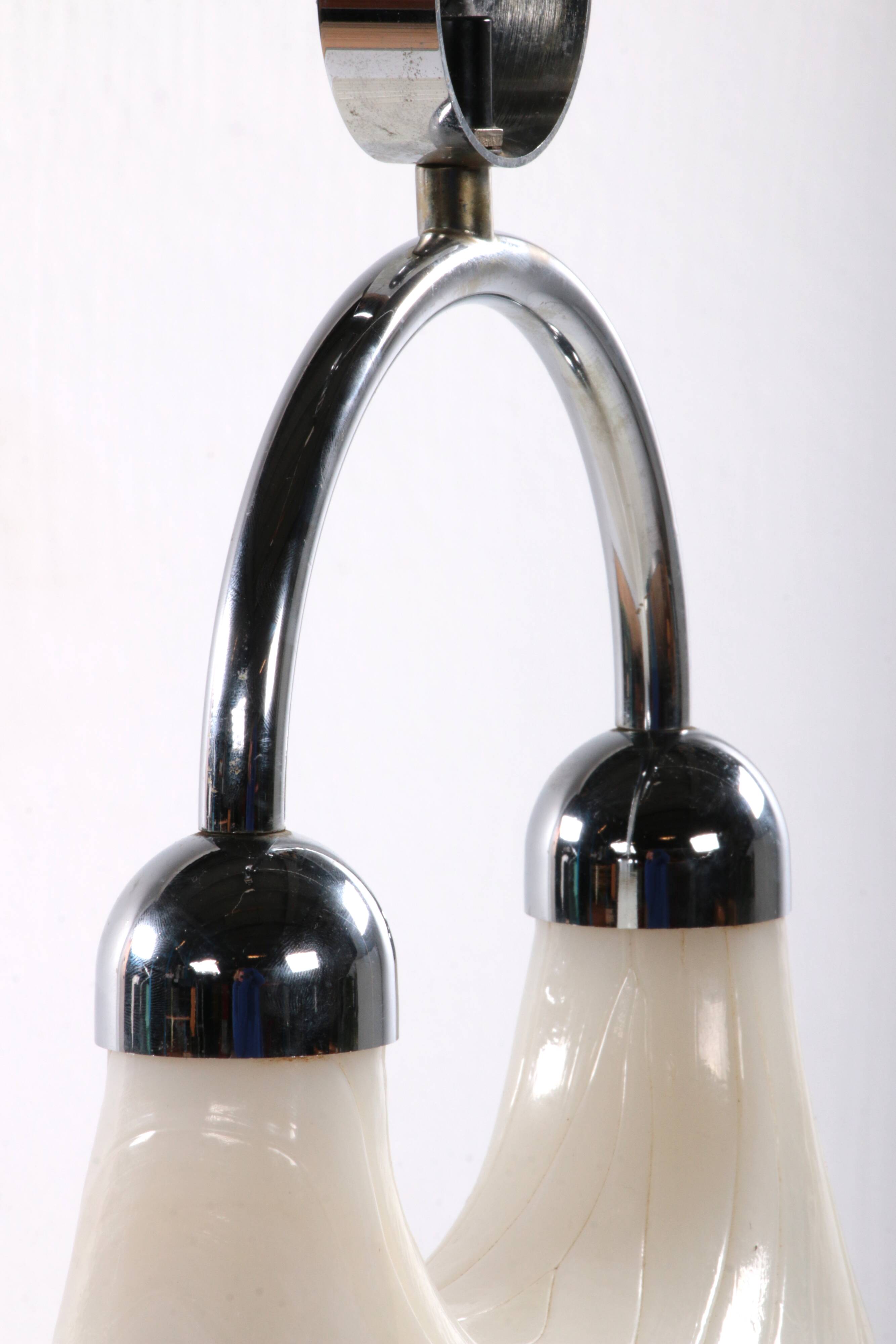 Vintage Space Age White hanging lamp Cristallux Germany 70