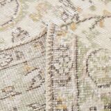 5x9 Light Green & Beige Madallion Corners Vintage Rug, 166x268Cm