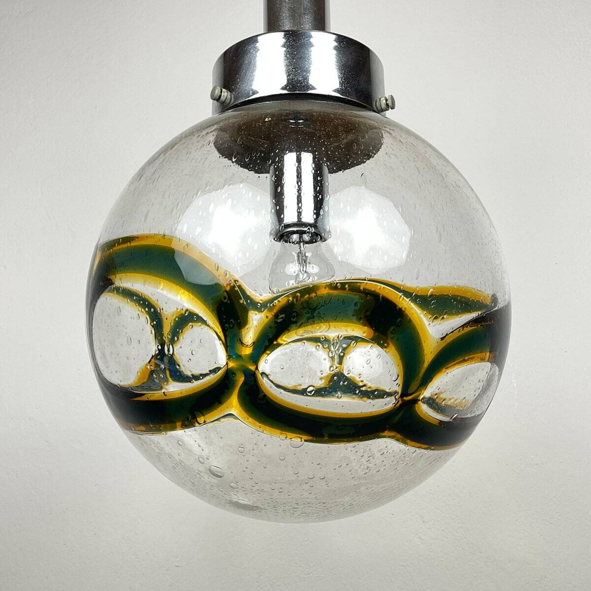 Large vintage swirling Murano glass pendant light, 1970s
