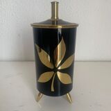 Vintage cigarette holder 1960 tripod black gold box - 16 x 7 cm