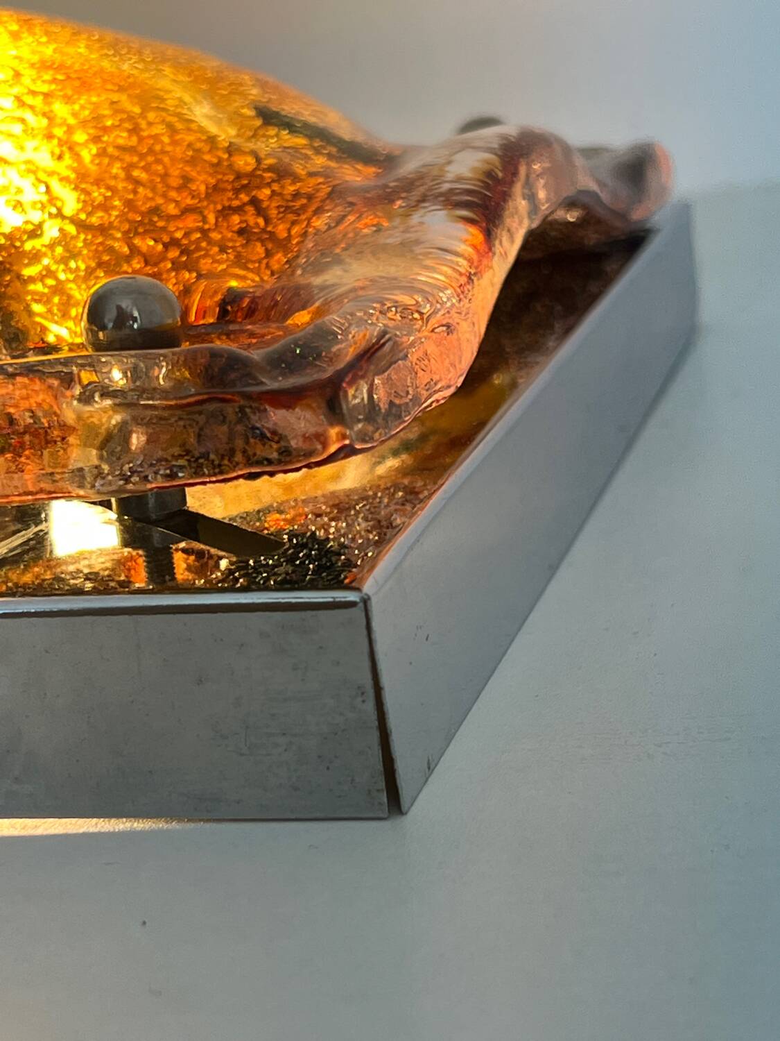 Italian Murano glass and chrome wall lamp Mazzega 70s