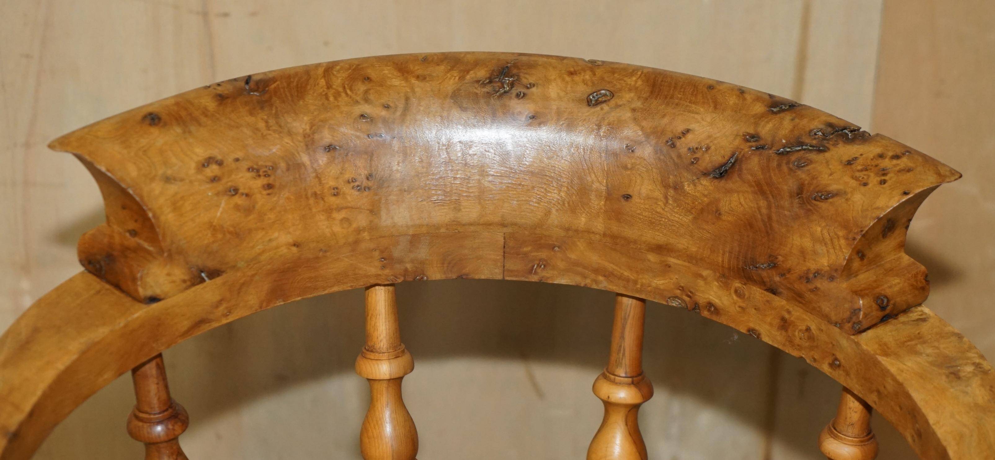 Chaise de bureau pivotante en bois d'if burr - Windsor swivel