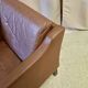 Fauteuil danois en cuir marron à dossier bas 1960