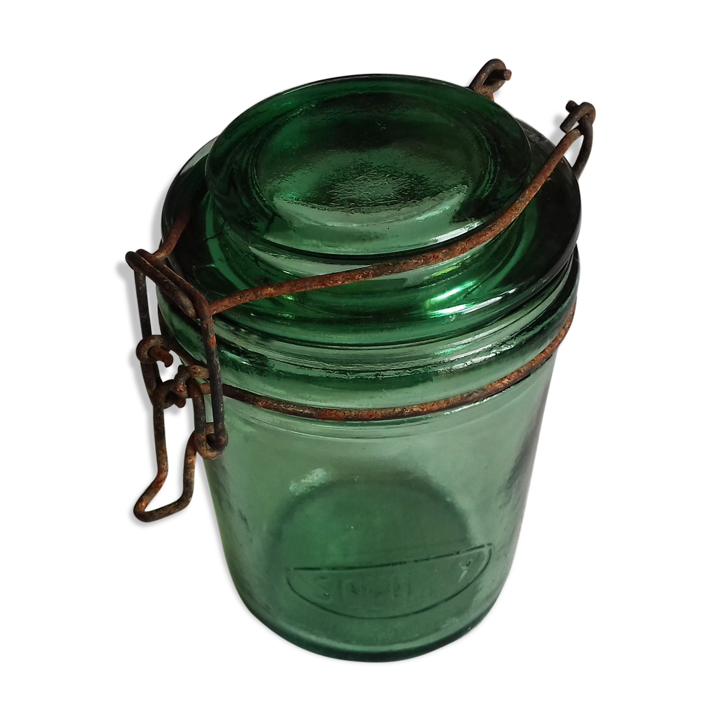 Solidex jar green glass