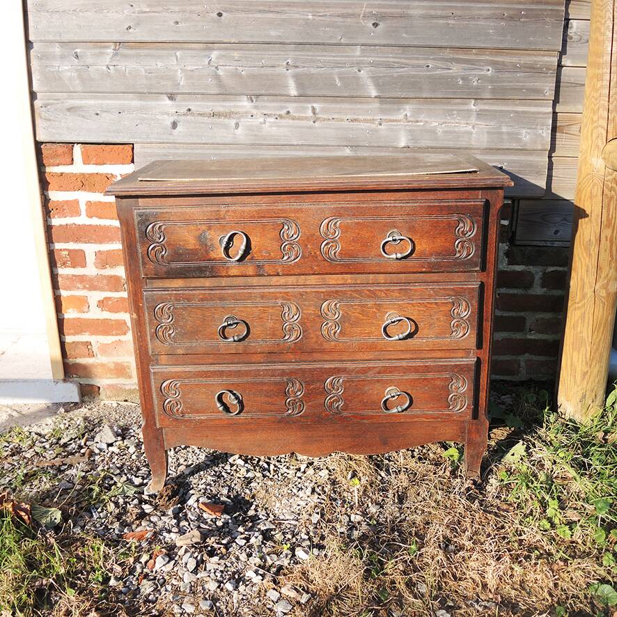 Antique 3-drawer wooden chest of drawers