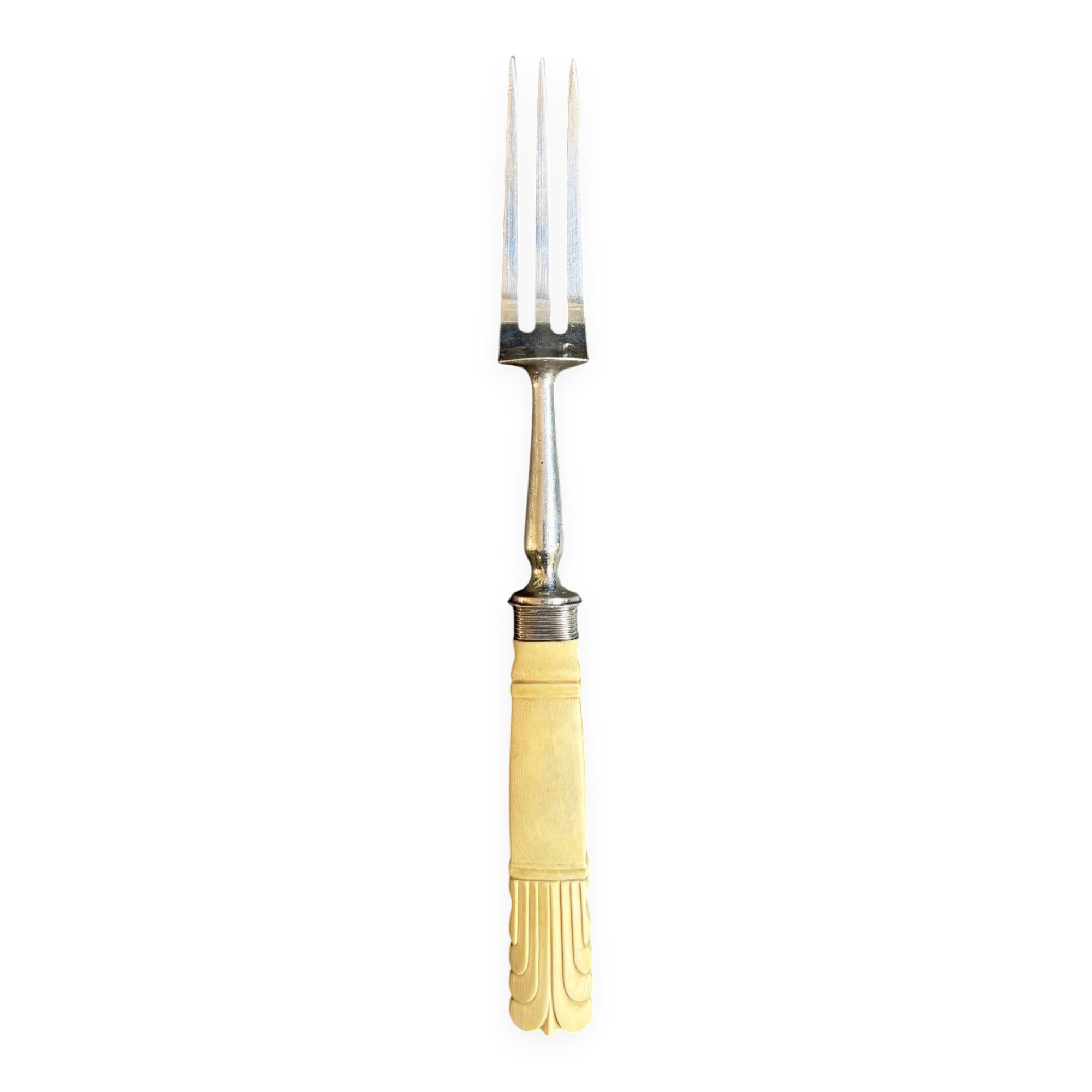 Silver and bone serving fork