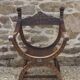 Dagobert armchair curule hard carved walnut demon head detail 3675