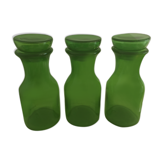 Lot of 3 jars of green glass apothecary