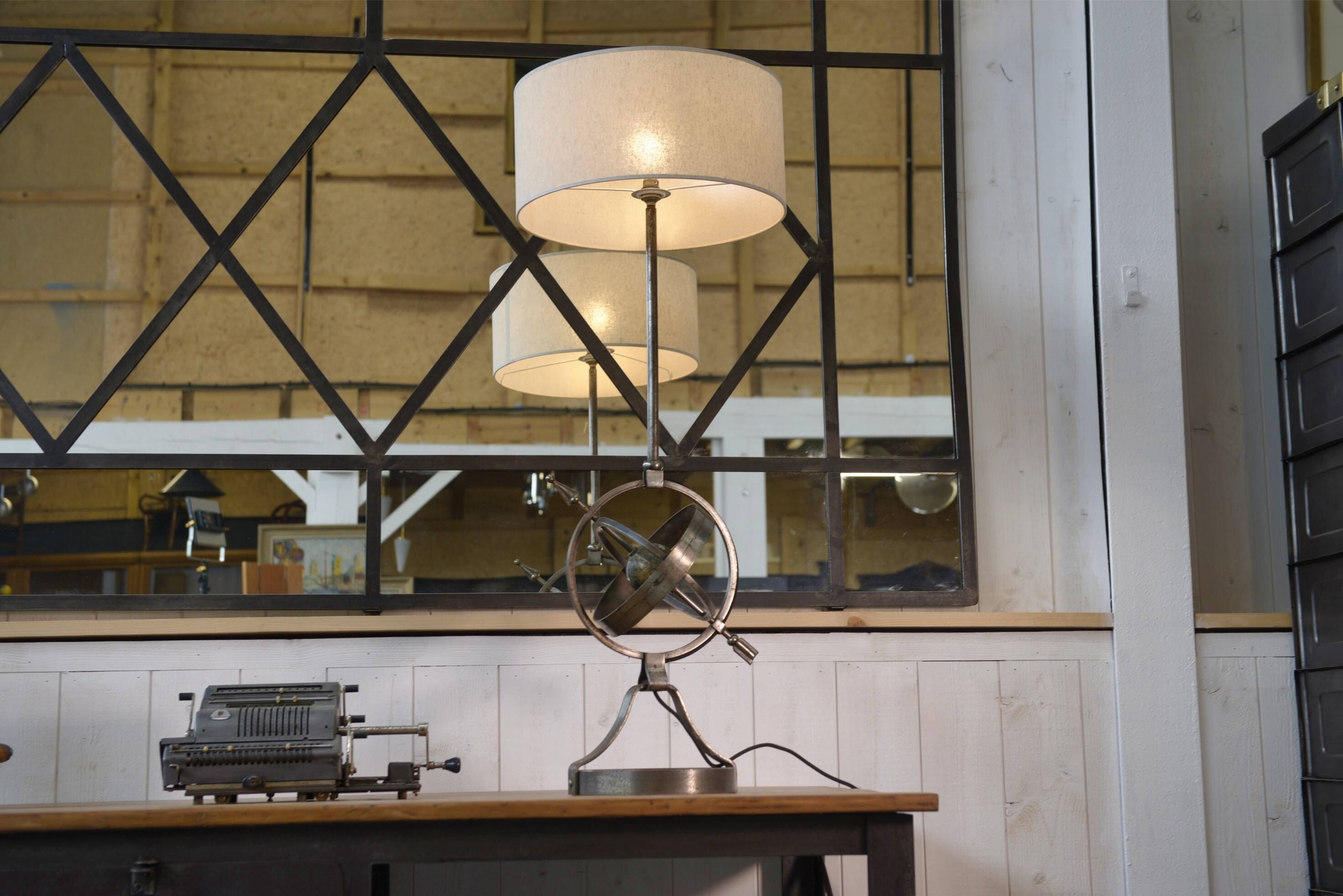 Neo-classical astrolabe lamp by Jean-Pierre Ryckaert 1960s