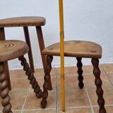 Set of four rustic solid wood plant holders, 31 to 43 cm