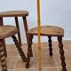 Set of four rustic solid wood plant holders, 31 to 43 cm