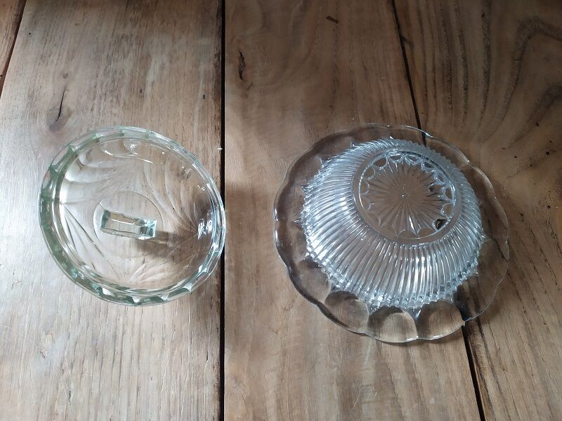 Vintage old moulded glass sugar