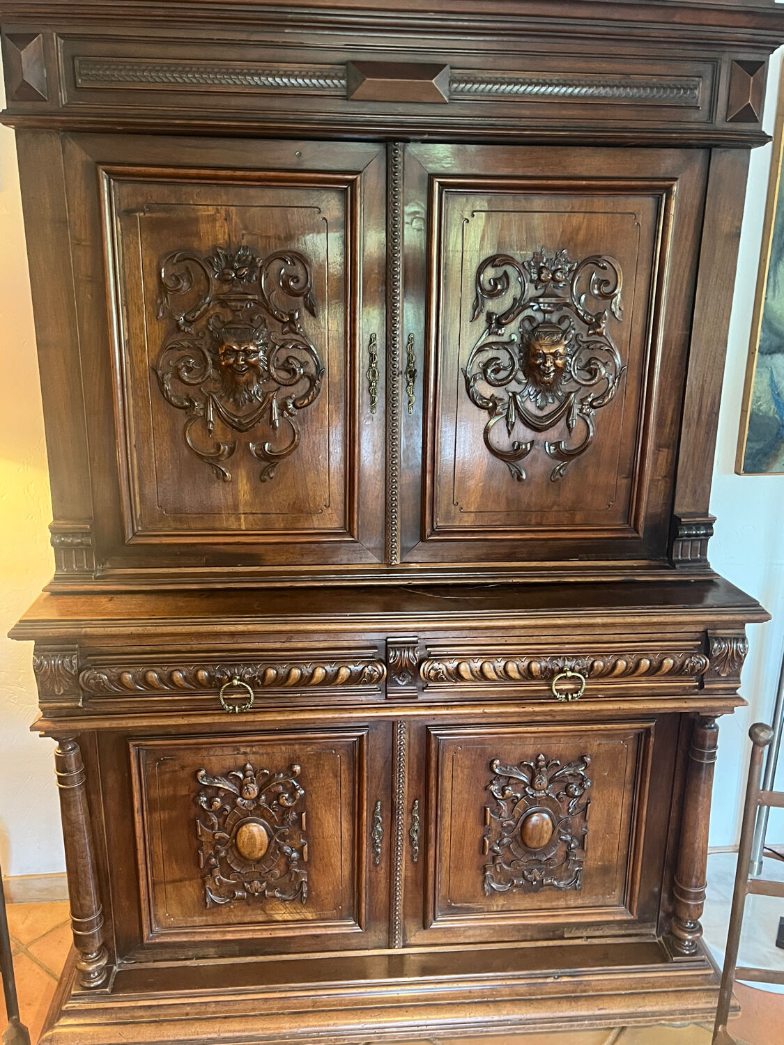Two-body walnut buffet renaissance