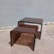 Smoked plexiglass nesting coffee tables
