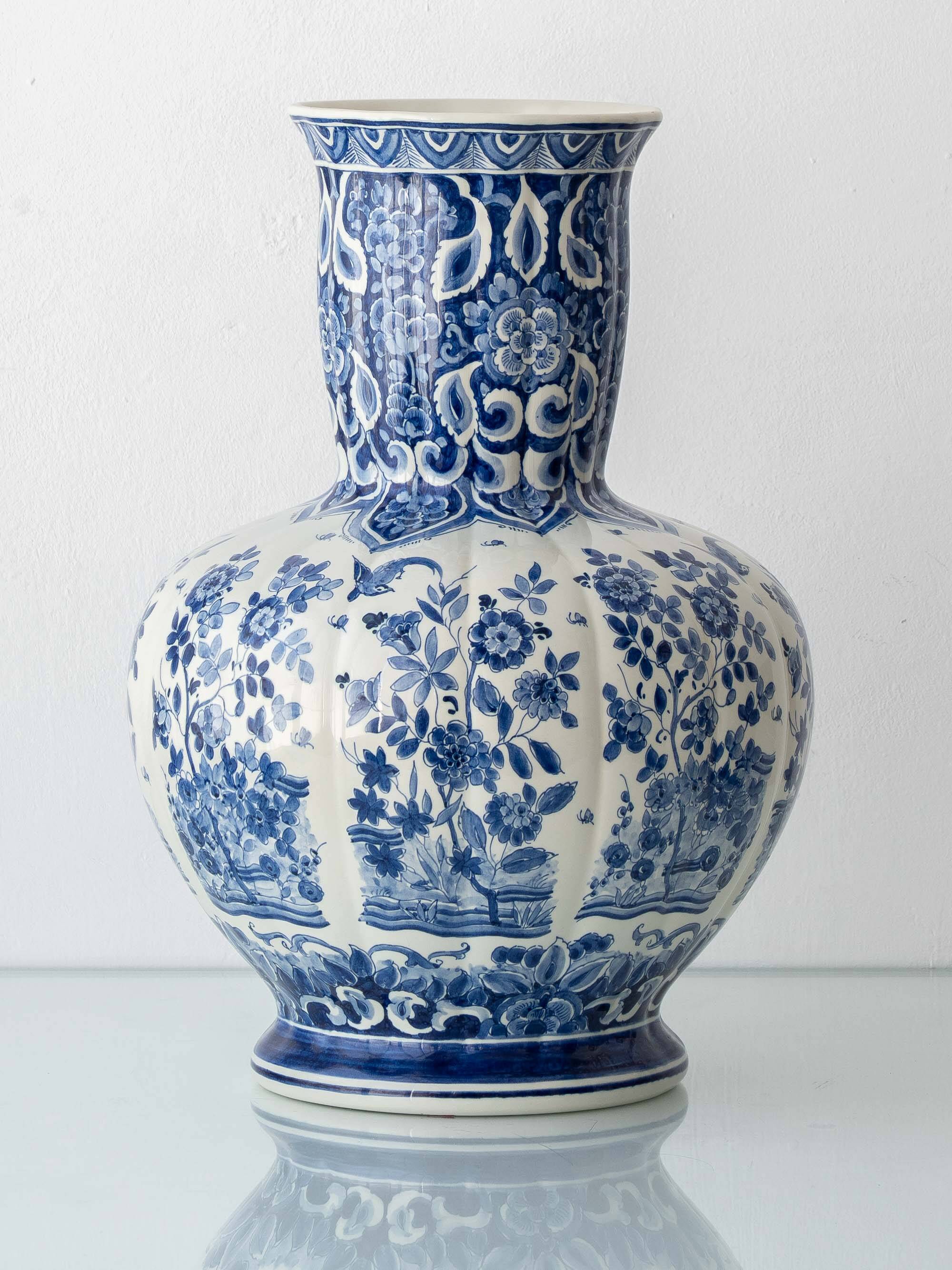 Delftware Floor Vase, Blue and White Chinoiserie by Plateelbakkerij RAM