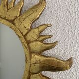 Vintage 1960s sunburst gold resin witch mirror - 49 cm