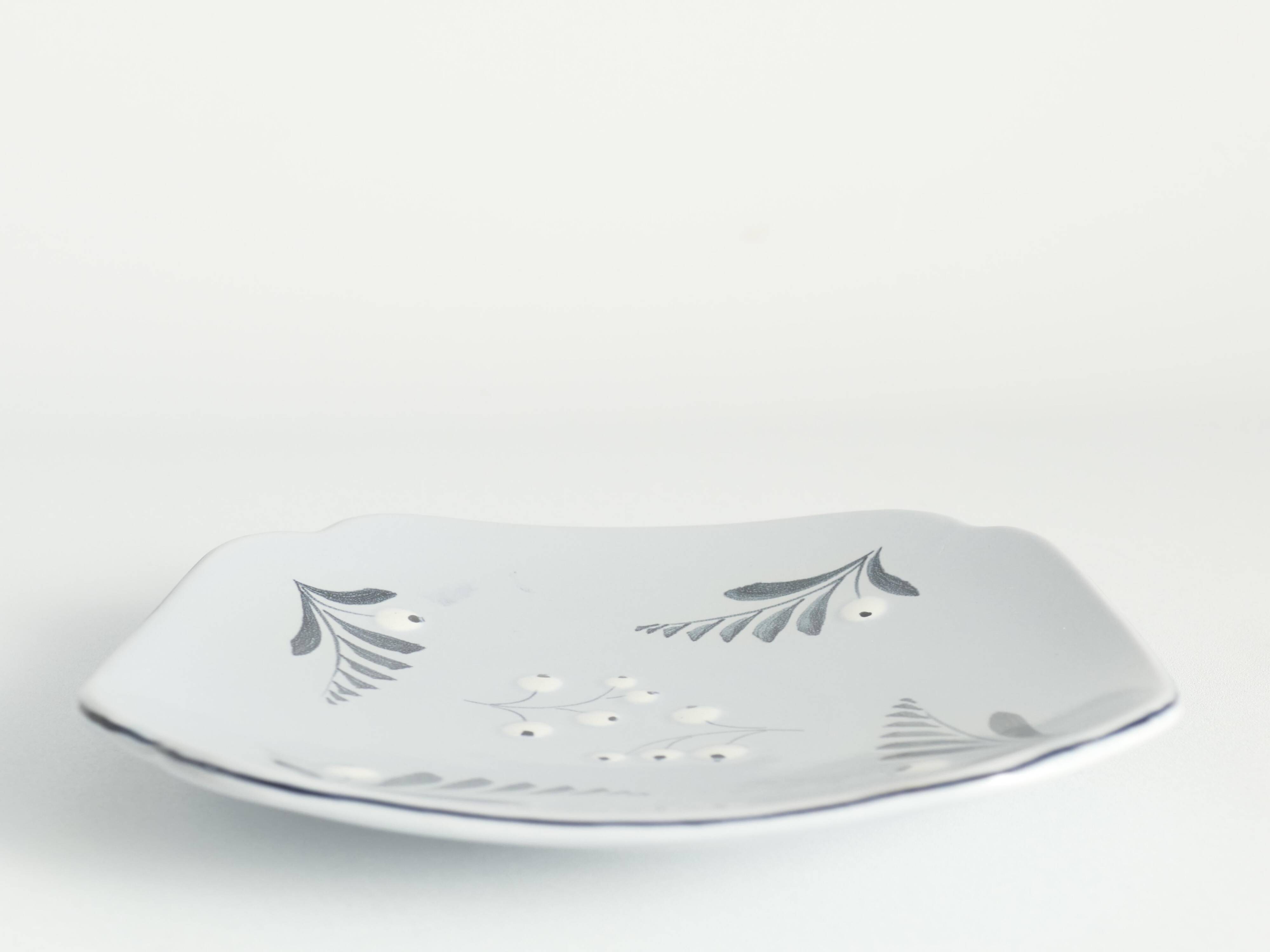 Mid-Century Modern French Blue Plate by Eva Jancke-Björk for Bo Fajans, Sweden