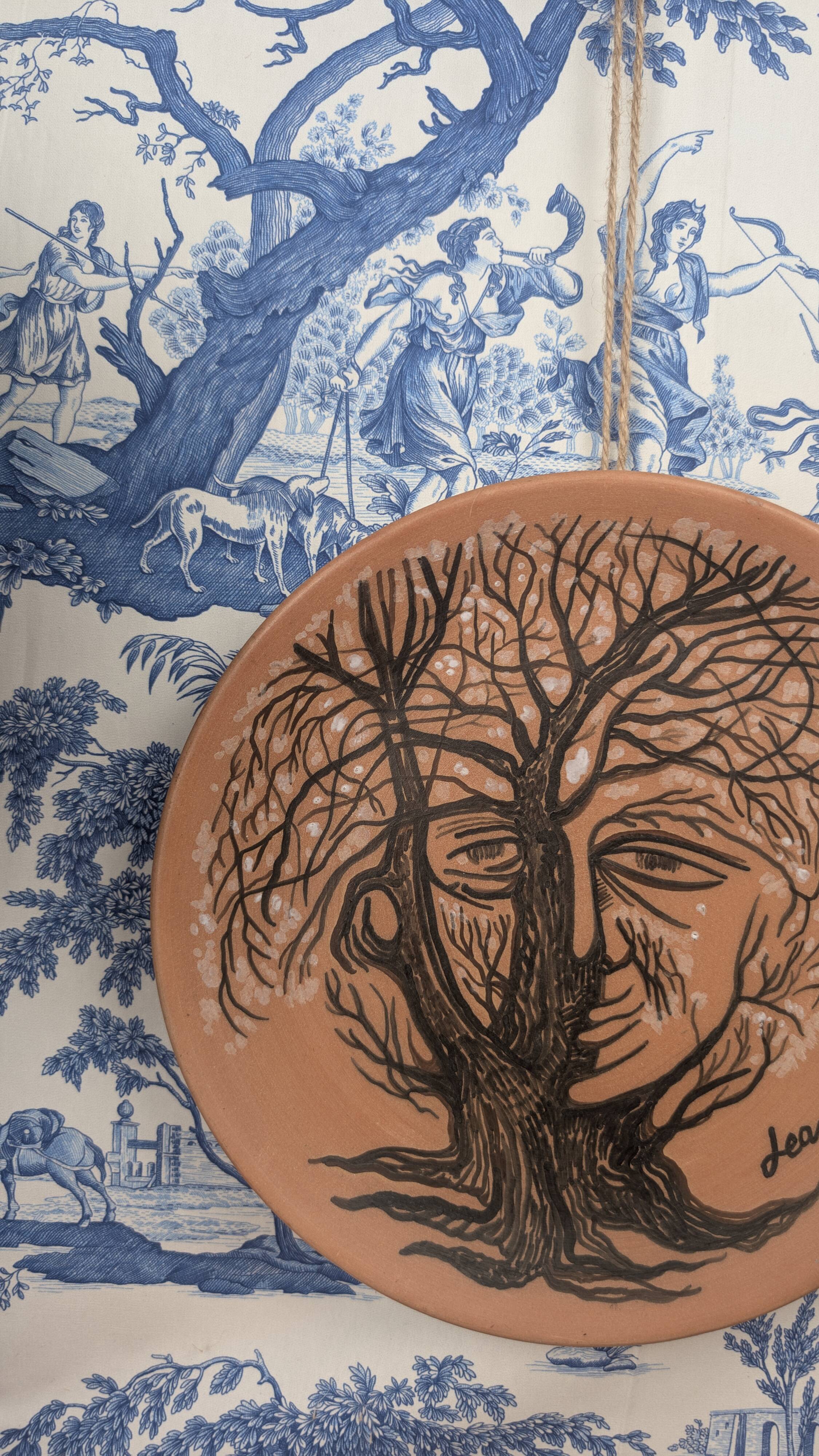 Jean Marais vintage terracotta plate from the 1970s surrealist