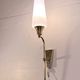 Pair of tall brass and white opaline sconces, mid-century France