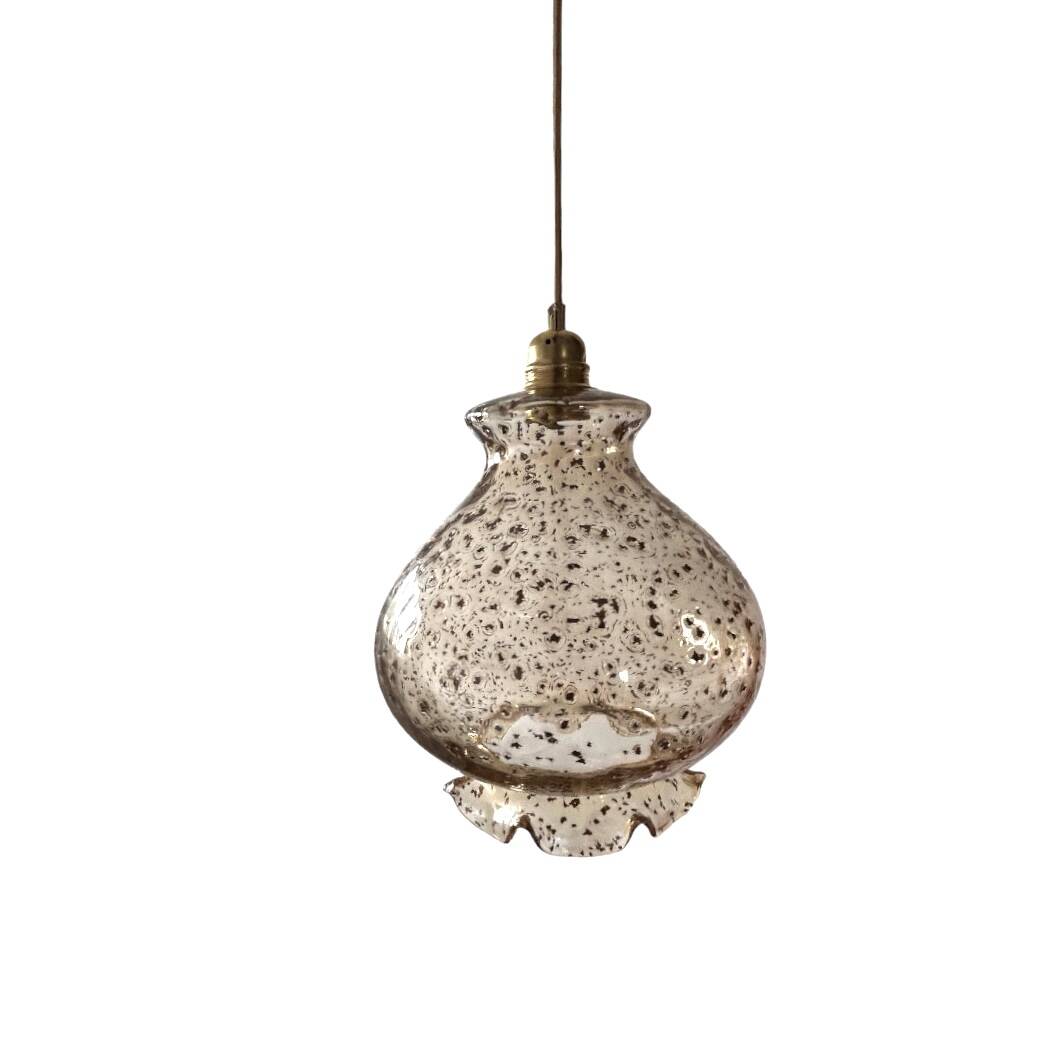 Suspension vintage en verre pailleté doré