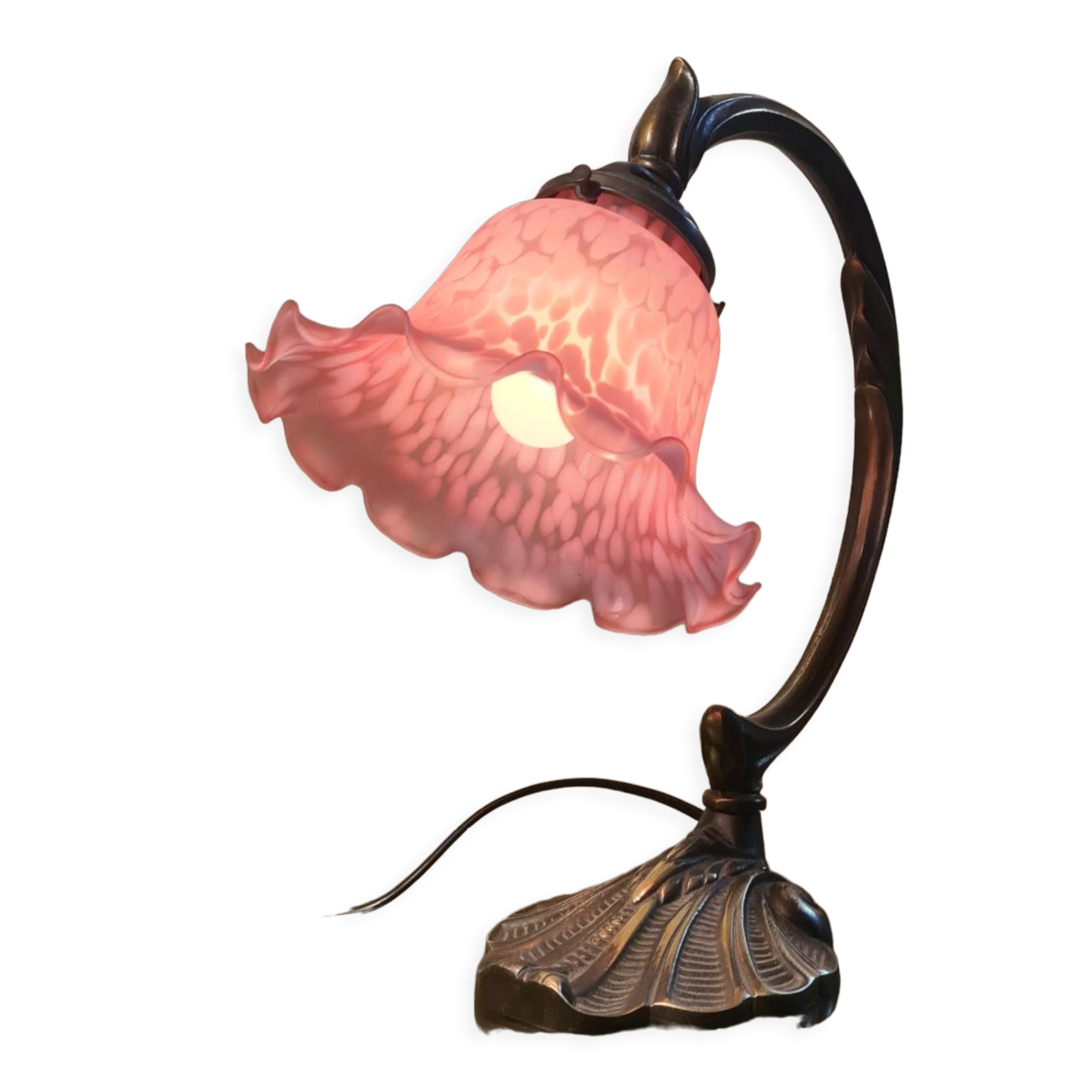 Bronze lamp, with pink tulip