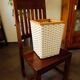 Retro plastic wicker basket with wooden frame