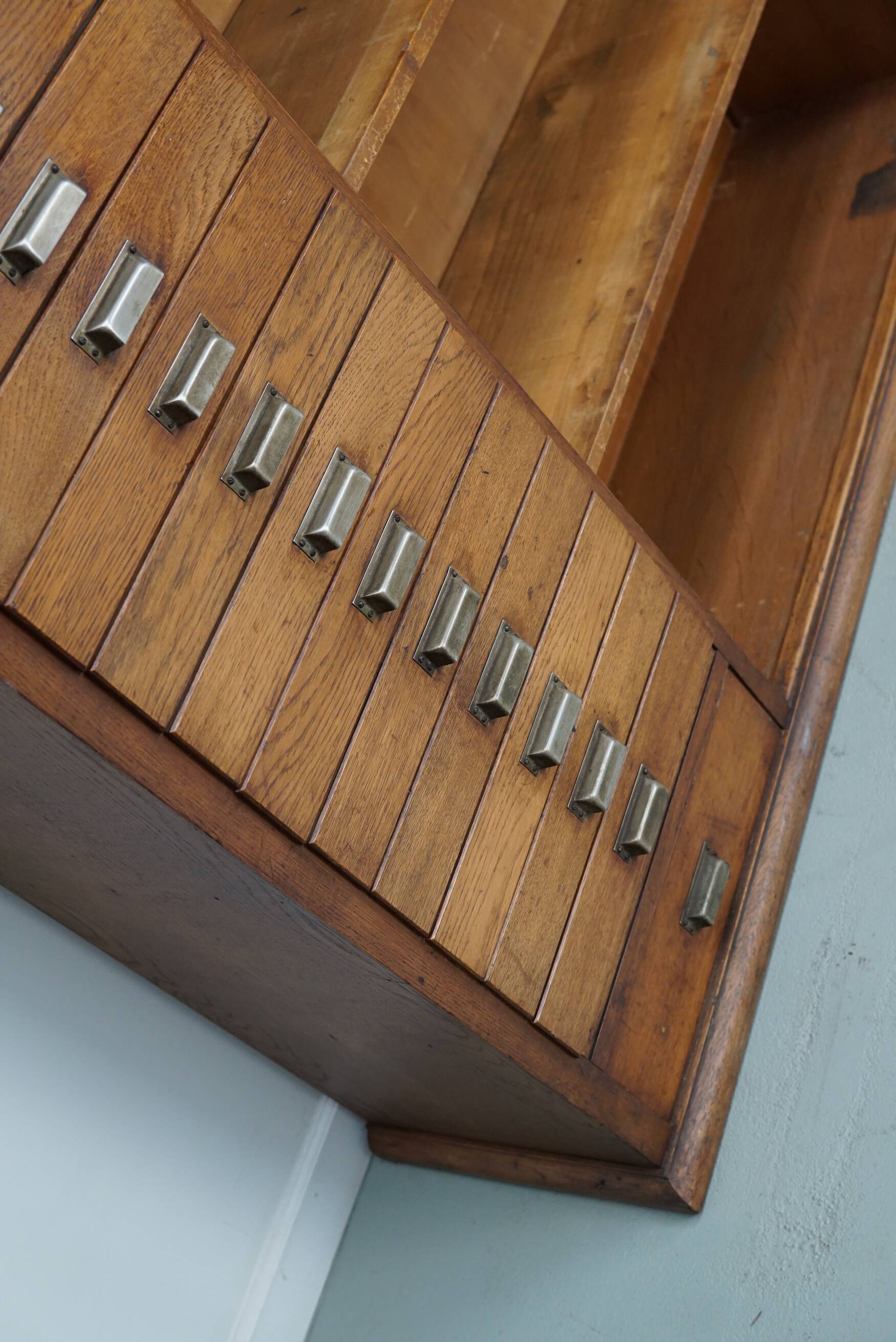 Vintage Dutch Oak Apothecary Sideboard / Filing Cabinet, 1950s