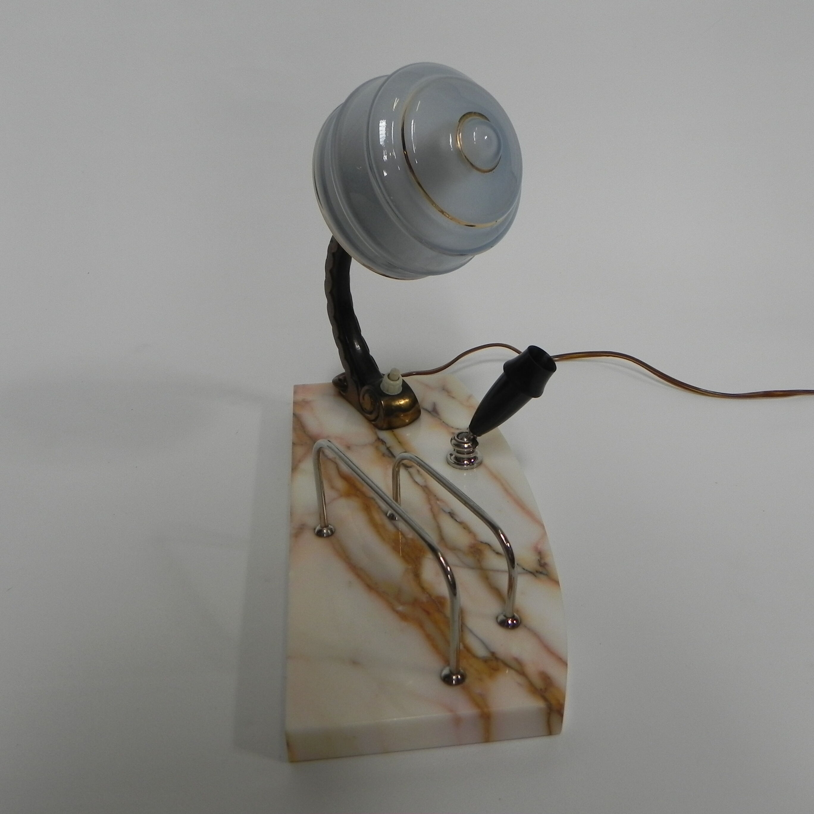 Art deco desk lamp with pen and letter holder