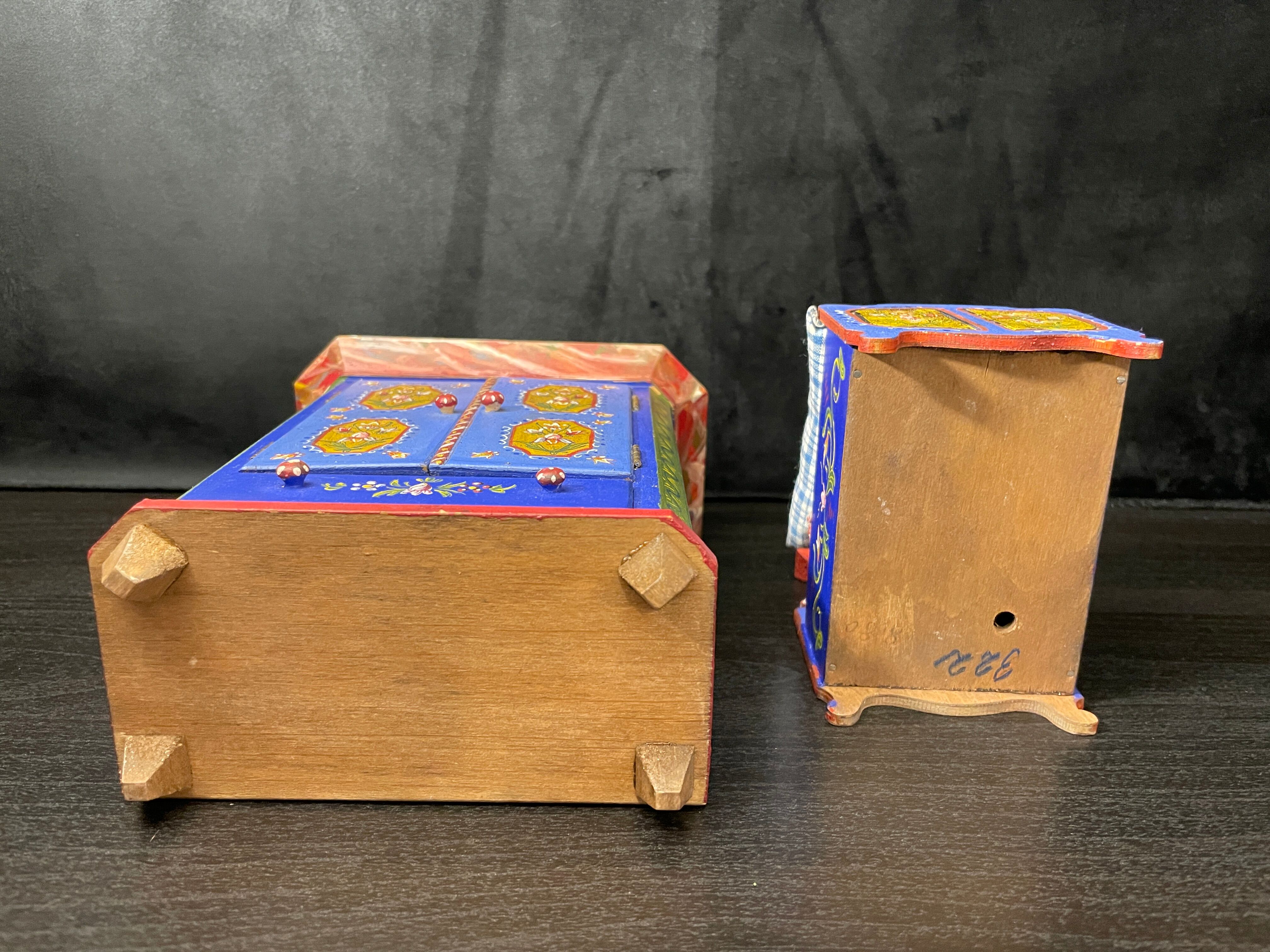 Tyrolean miniature wardrobe and bed set