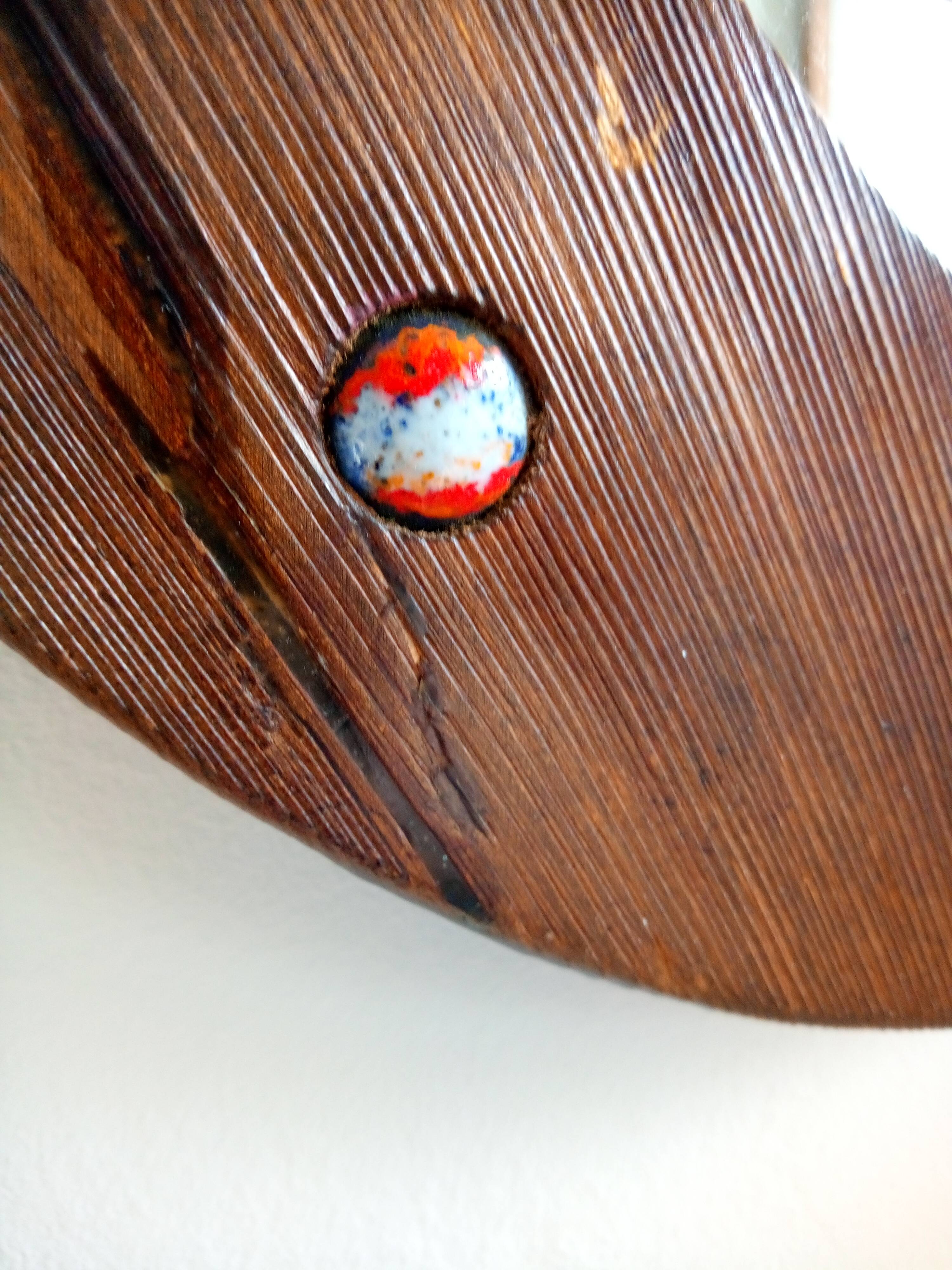 Capo Esmaltes vintage mirror 1960 wood and enamel