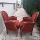 Lot 2 fauteuil voltaire médaillon bergère rouge bois sculpture