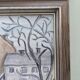 Mid-Century Modern "Stroll" Swedish Vintage Street Scene Oil Painting, Framed