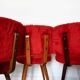 Set of 5 wooden chairs with red Pelfran moumoute