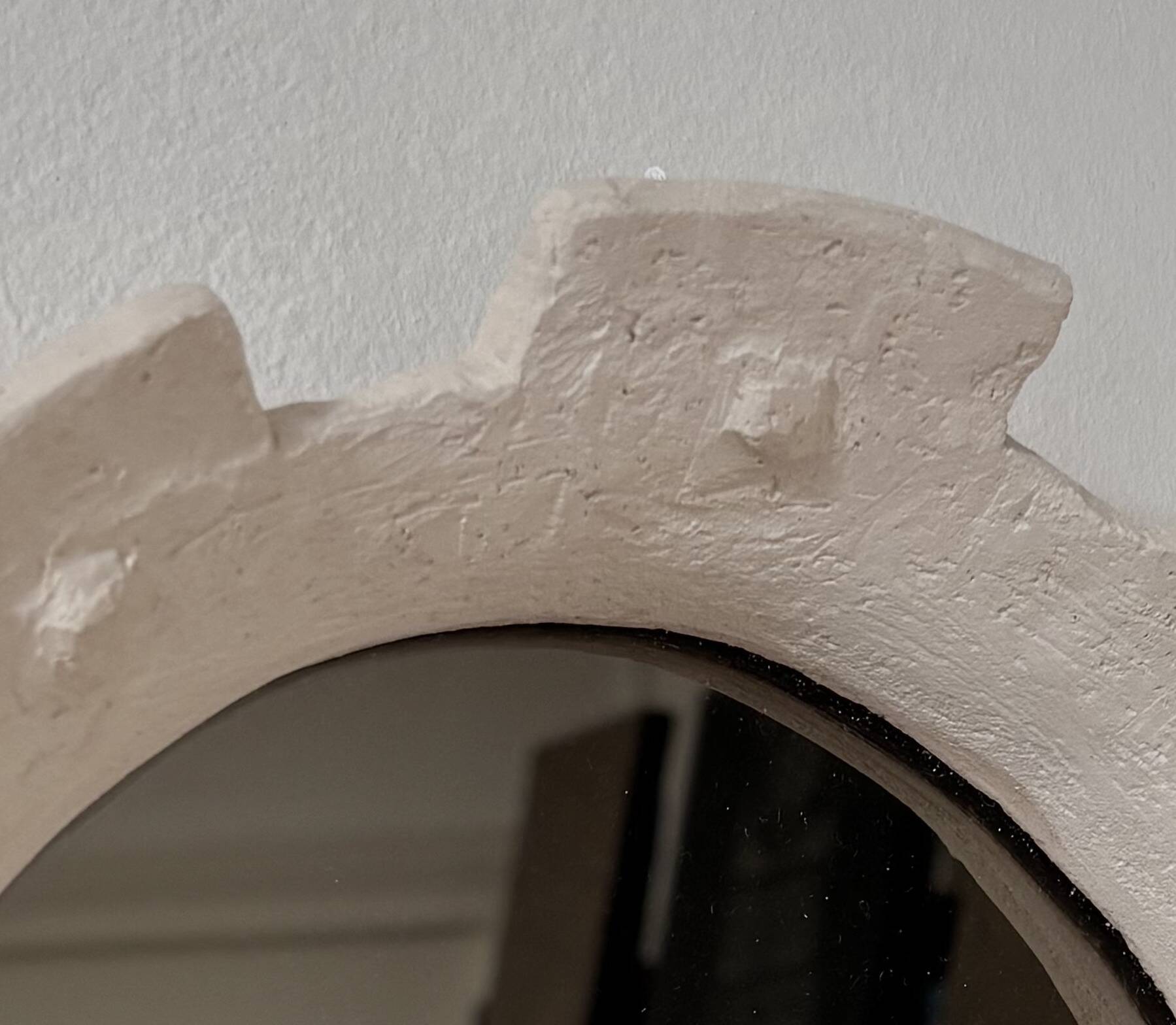 Contemporary French ceramic mirror, "Gioielli" by Renzo Maar.