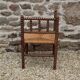 French antique turned wooden bobbin chair with rush seat 4156