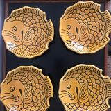 Fish Service set of 6 zoomorphic fish plates Vallauris